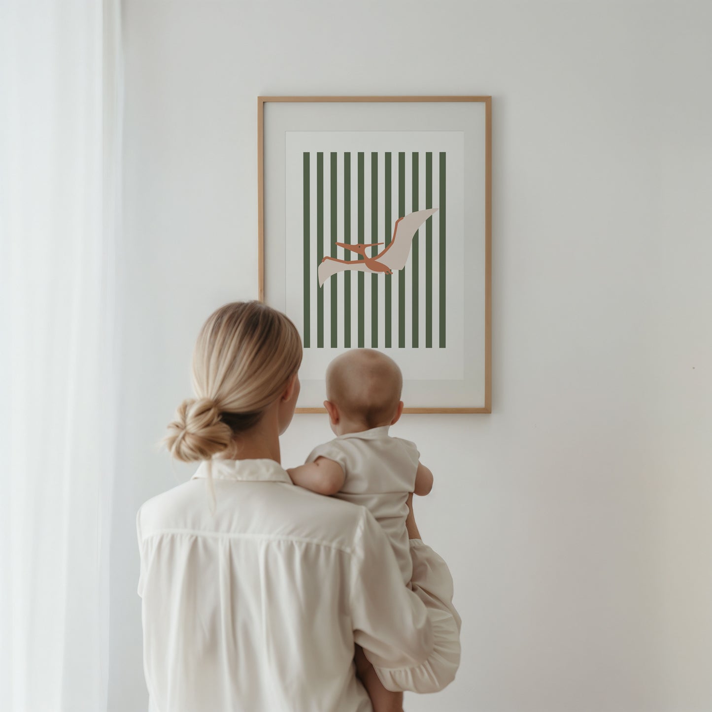 Pterodactyl Print - Green Stripes