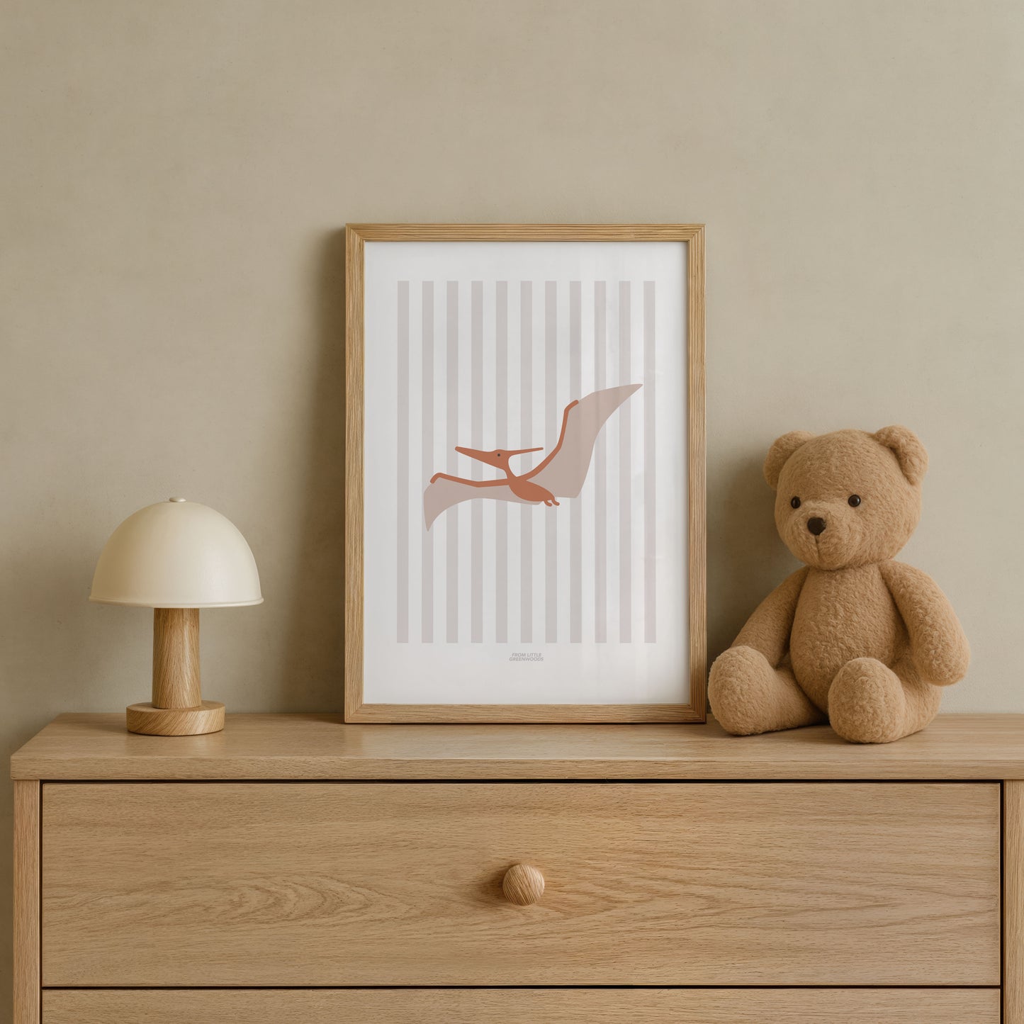 Pterodactyl Print - Grey Stripes
