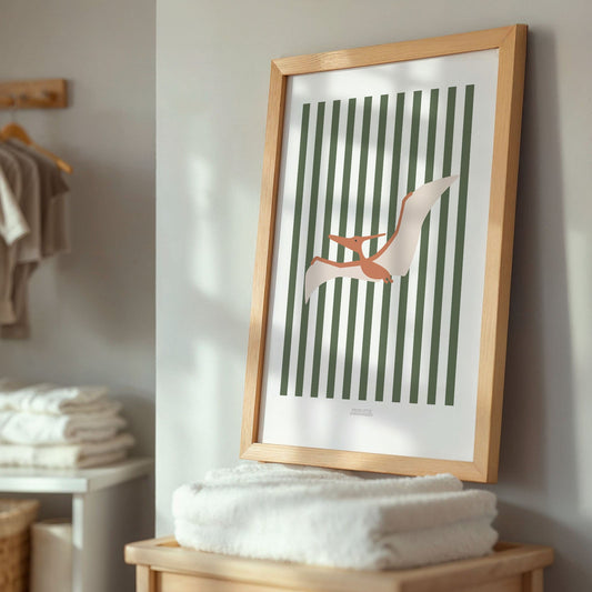 Pterodactyl Print - Green Stripes