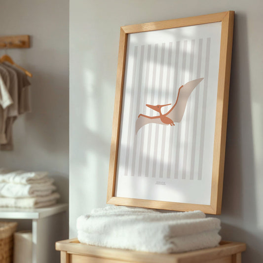 Pterodactyl Print - Grey Stripes