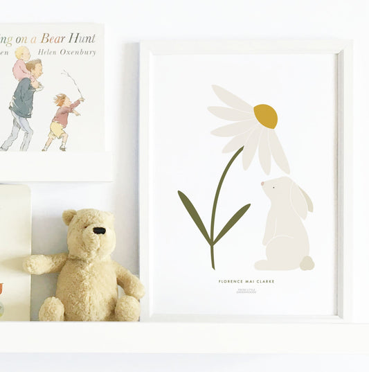 Personalised Bunny with Daisy Print