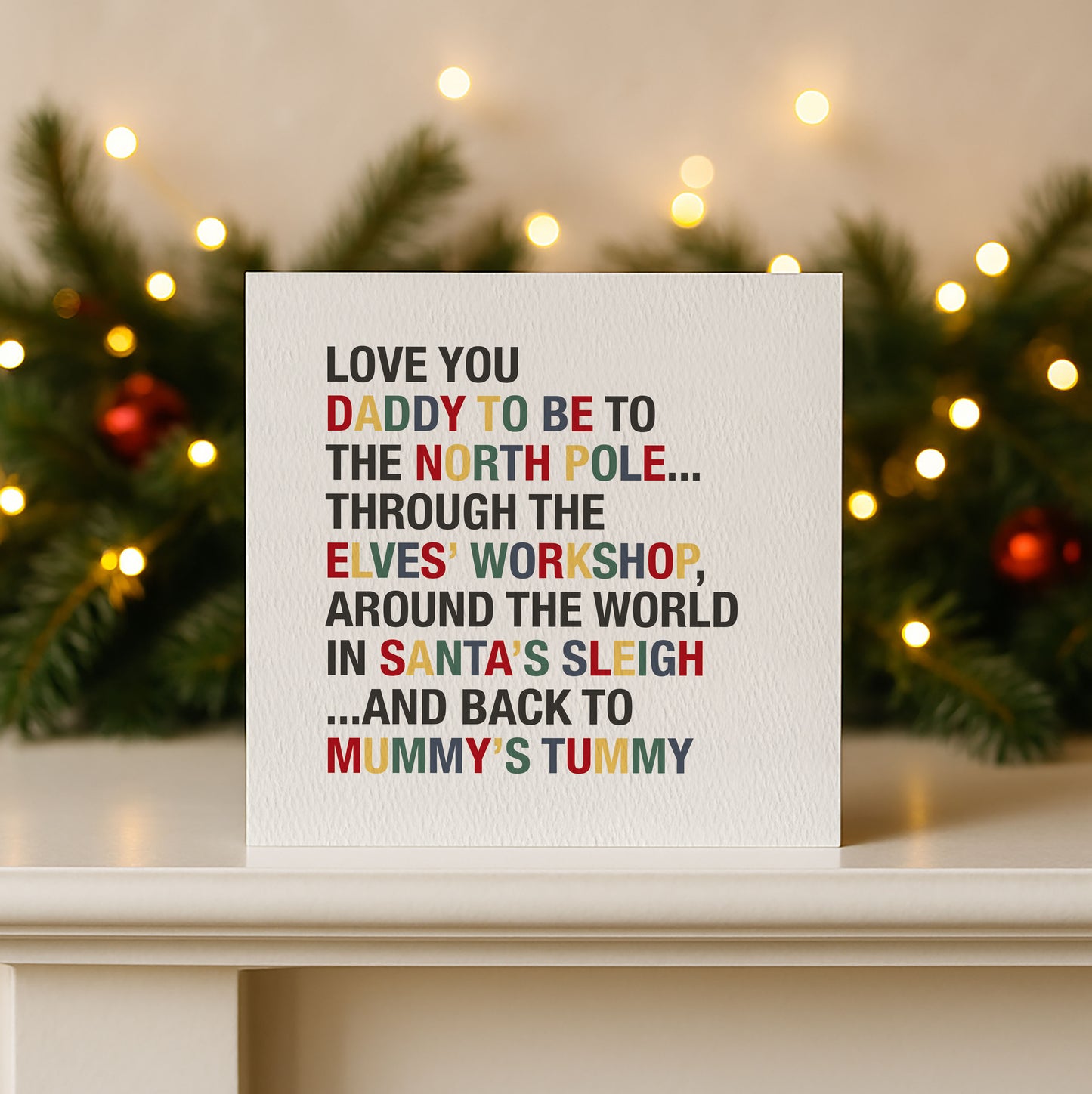 Love You to the North Pole & Back Personalised Kid's Christmas Card - Traditional Colours