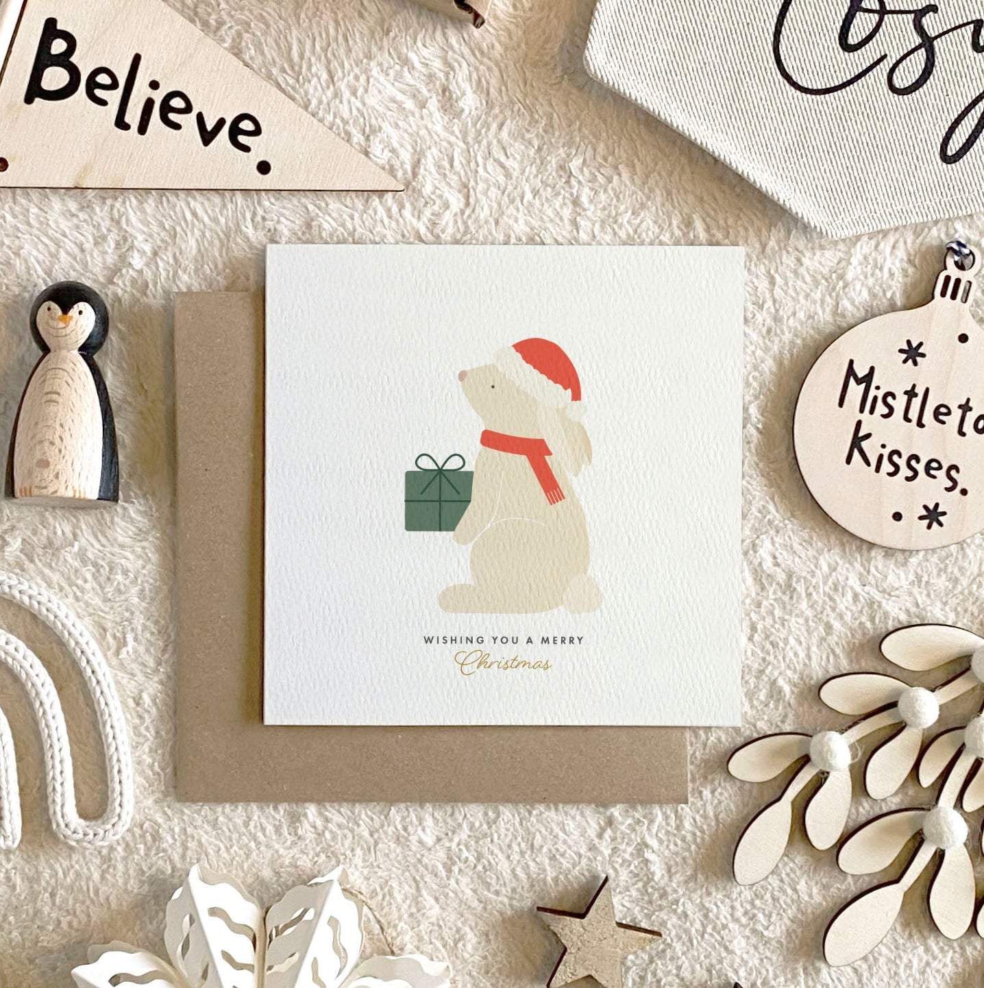 Pack of 4 Santa Bunny Christmas Cards