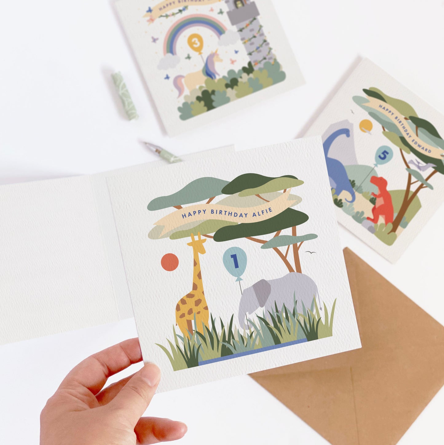 Boy's Safari Birthday Card - Blue
