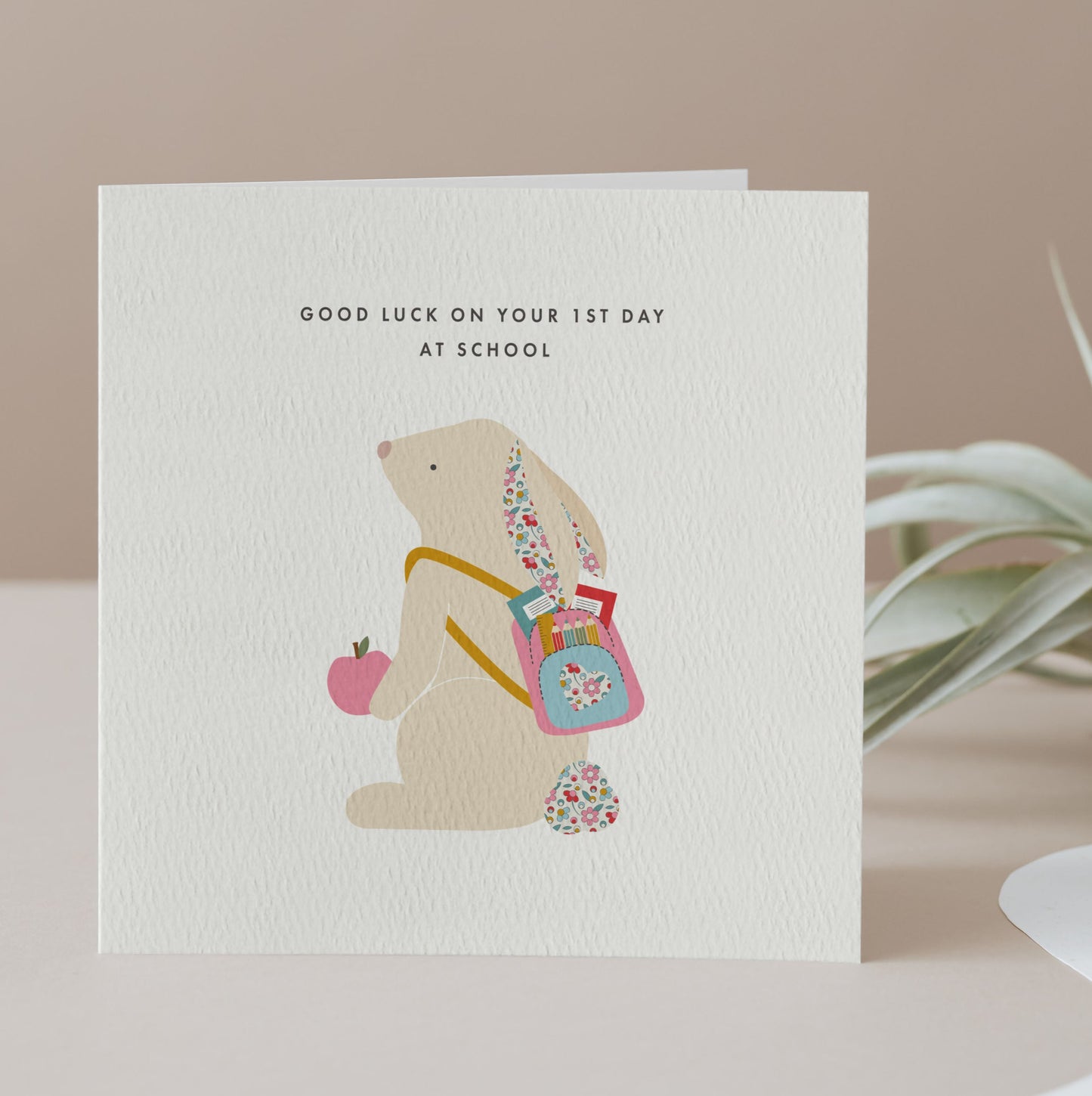 Personalised Bunny 1st Day at School Card for Girls