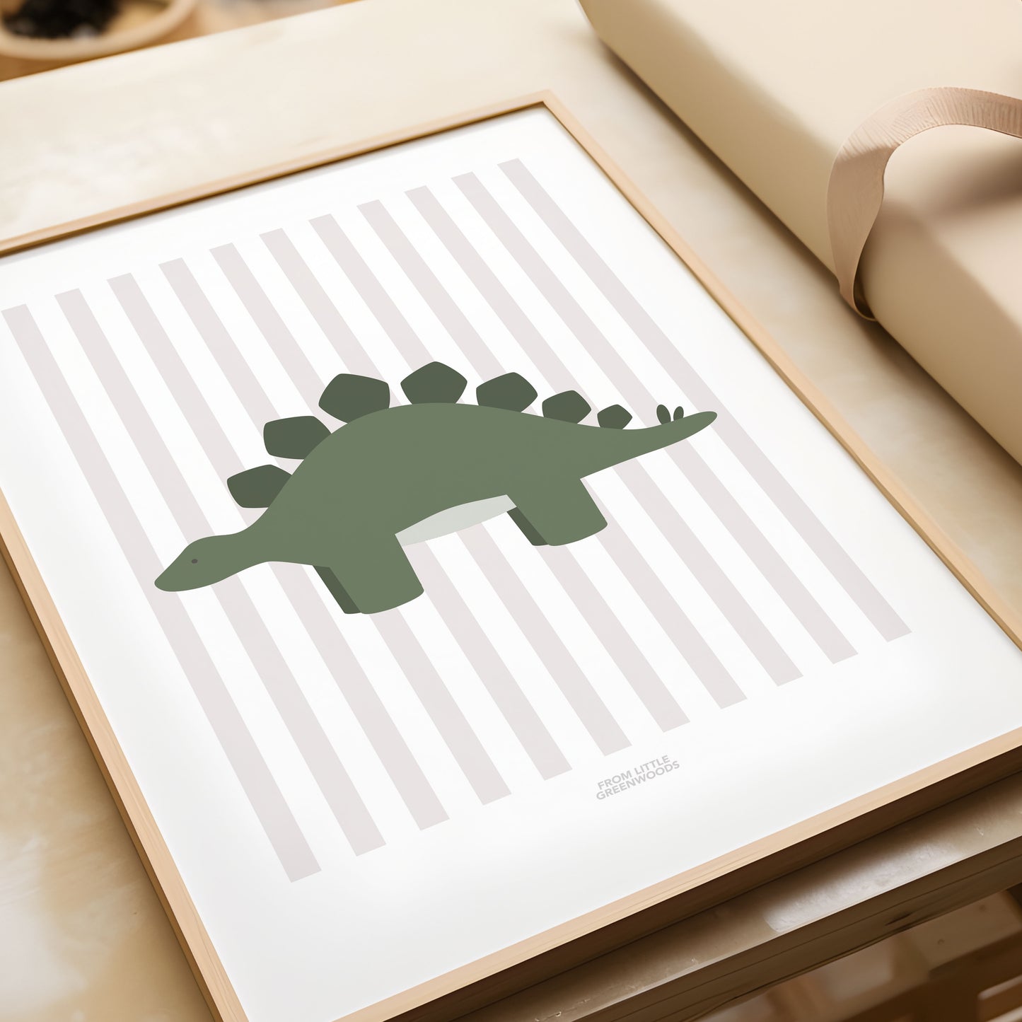 Stegosaurus Print - Grey Stripes