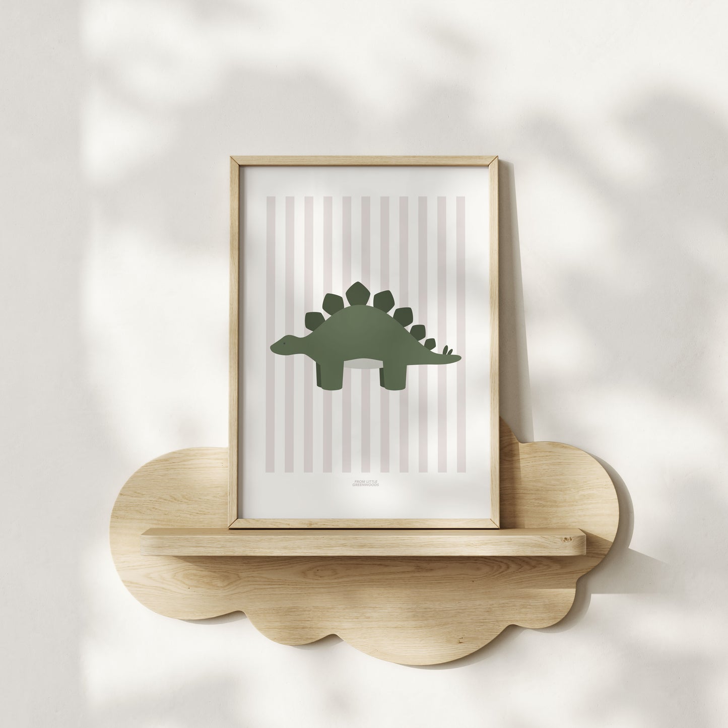 Stegosaurus Print - Grey Stripes