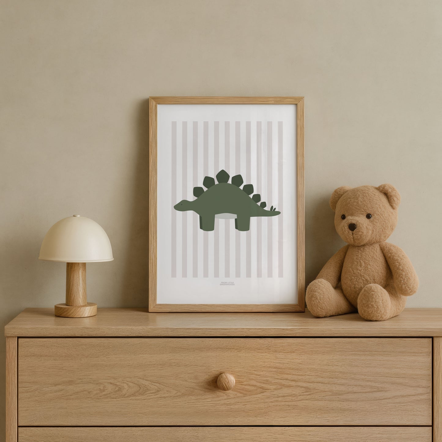 Stegosaurus Print - Grey Stripes
