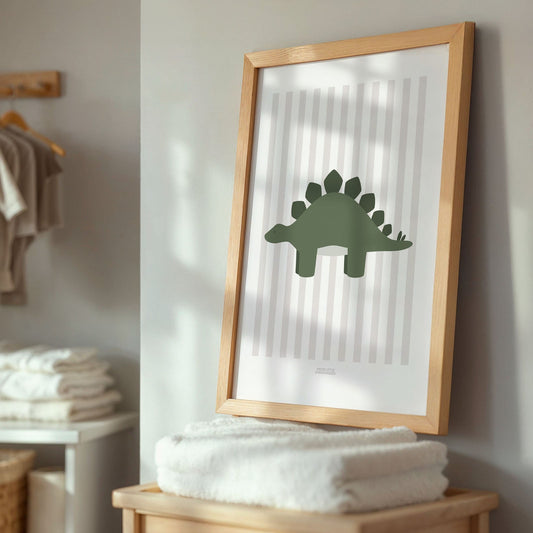 Stegosaurus Print - Grey Stripes