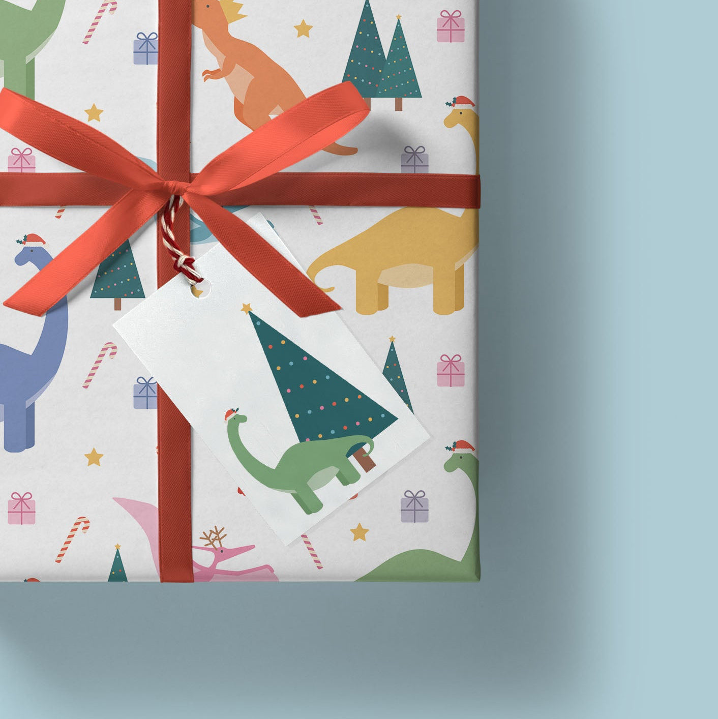 Festive Dinosaur Christmas Wrapping Paper