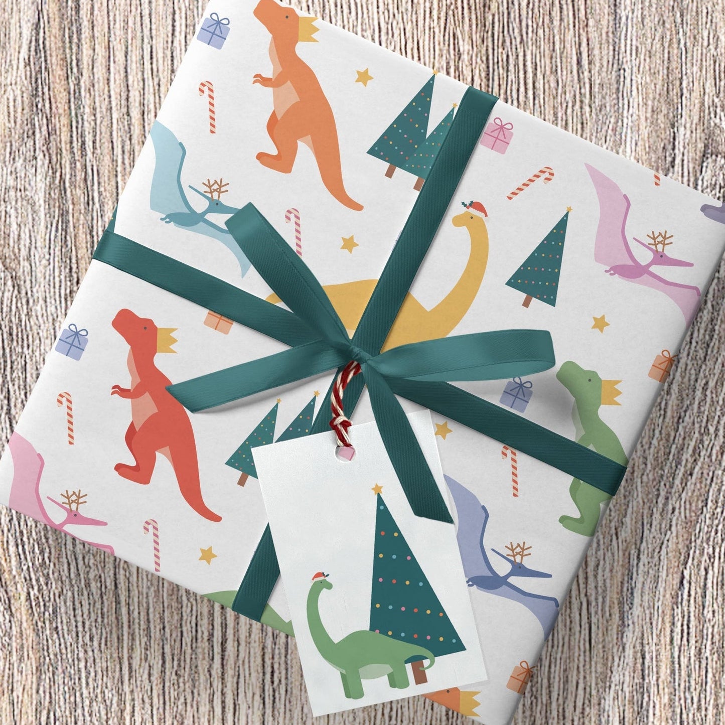 Festive Dinosaur Christmas Wrapping Paper