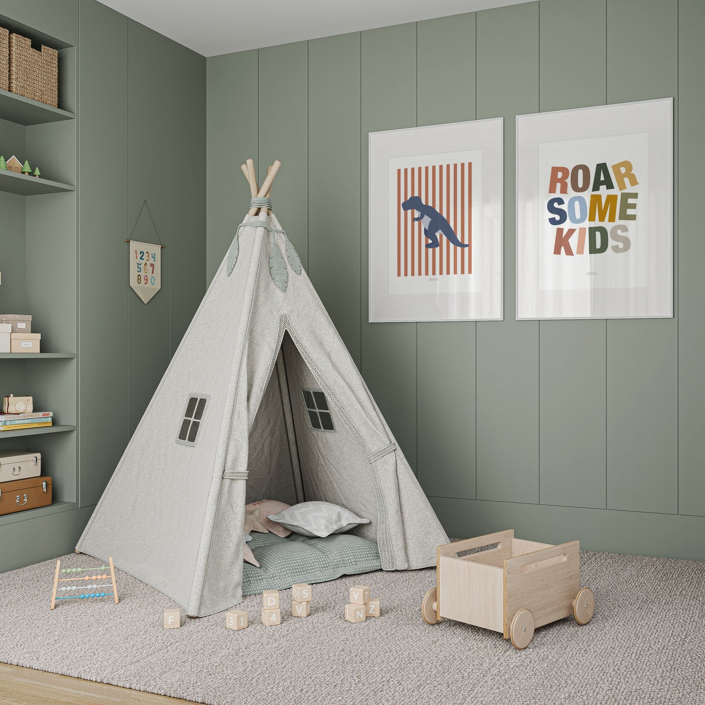 T-Rex Print - Red Stripes