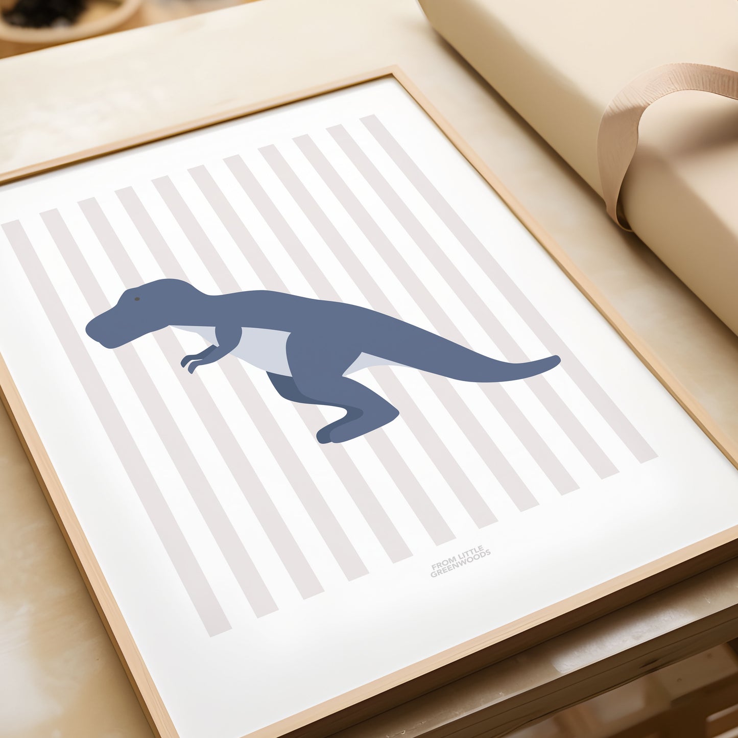 T-Rex Print - Grey Stripes