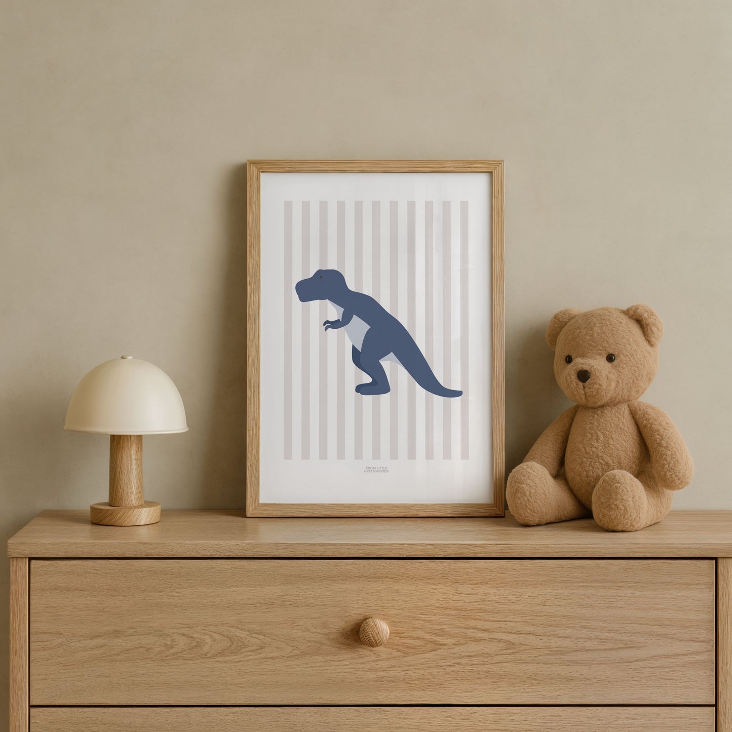 T-Rex Print - Grey Stripes