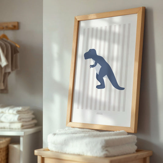 T-Rex Print - Grey Stripes