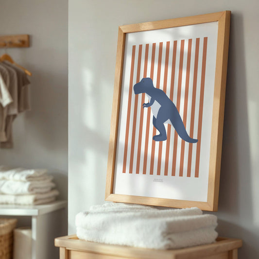 T-Rex Print - Red Stripes