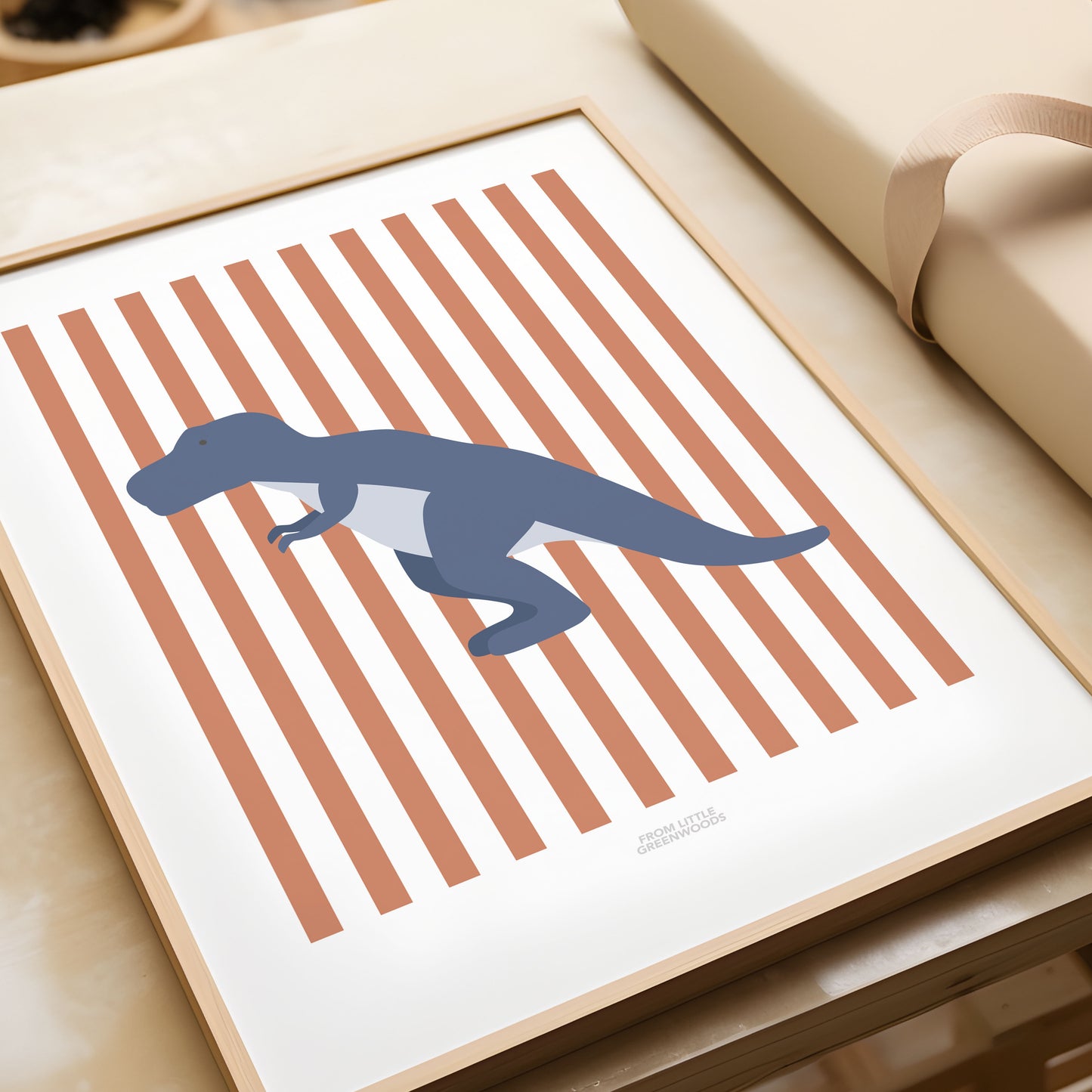 T-Rex Print - Red Stripes
