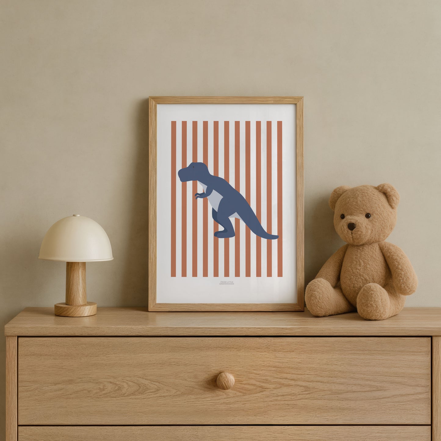 T-Rex Print - Red Stripes