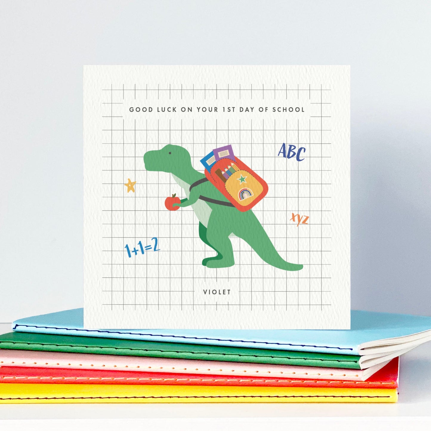 Personalised Dinosaur 1st Day at School Card