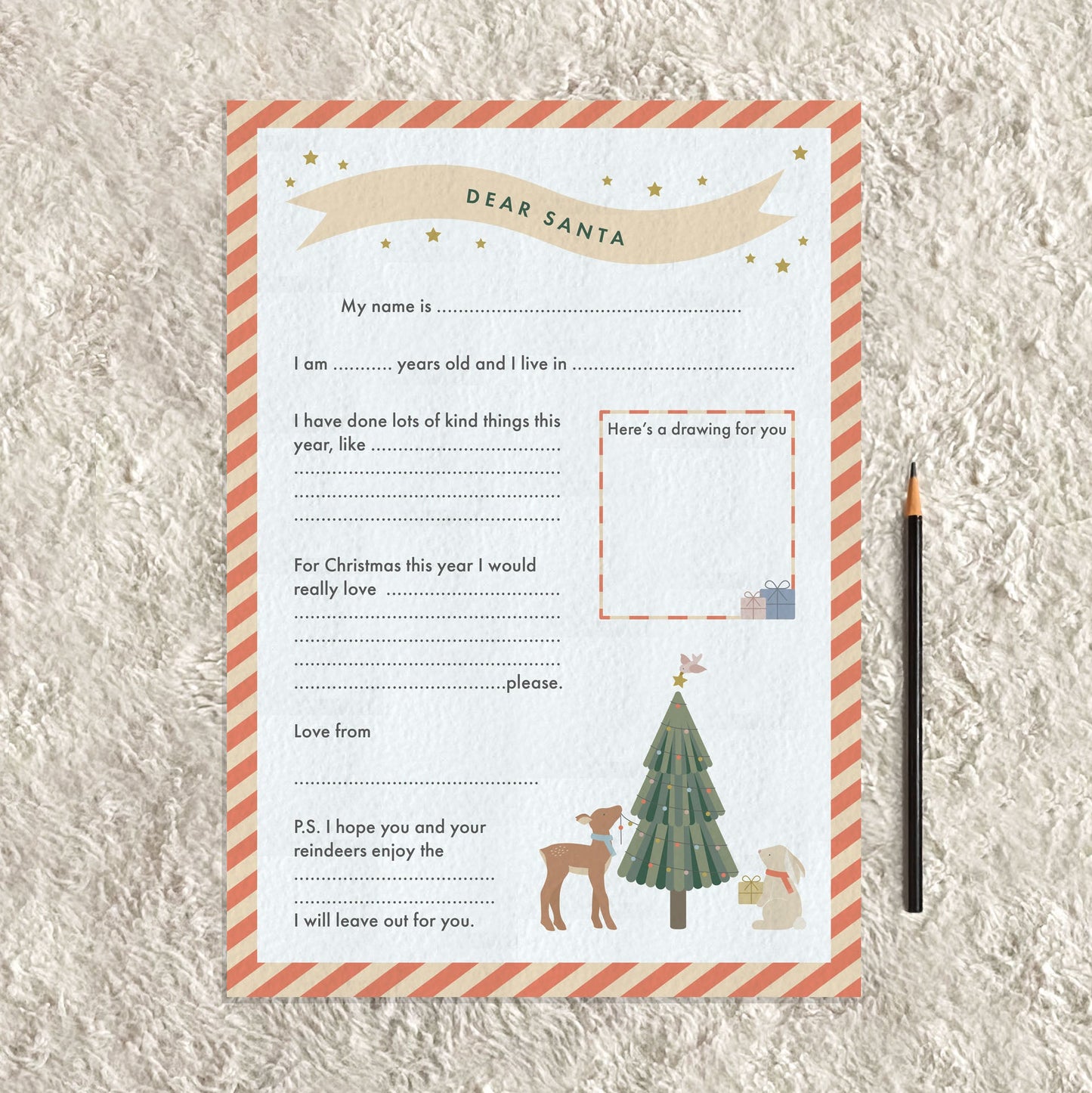 Winter Woodland Children's Letter to Santa with Envelope