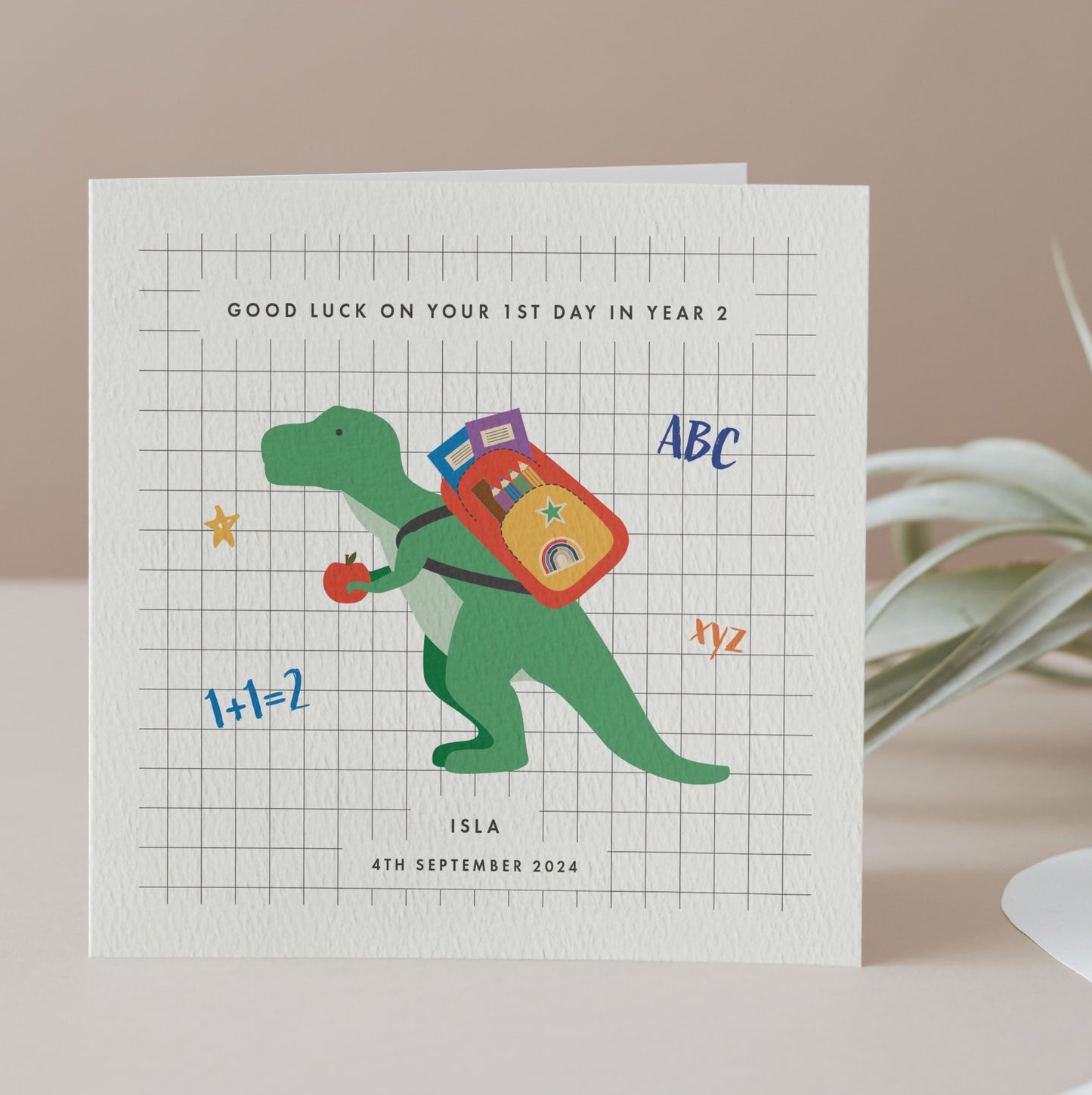 Personalised Dinosaur 1st Day at School Card