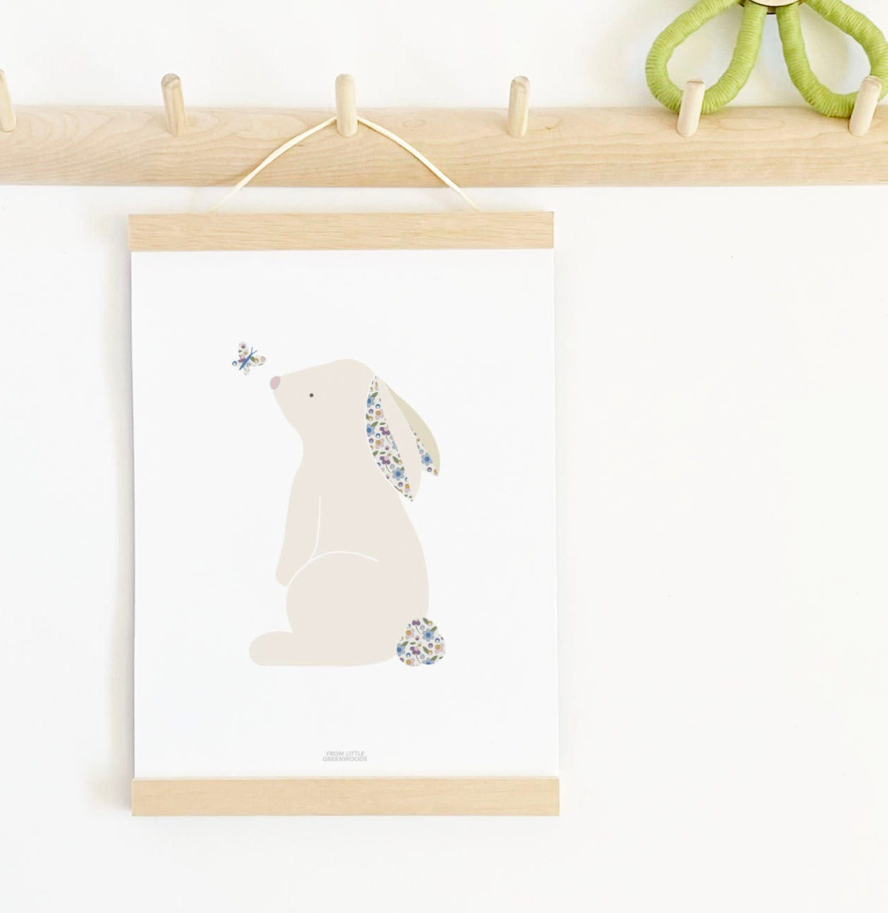 Blue Ditsy Flower Bunny Print