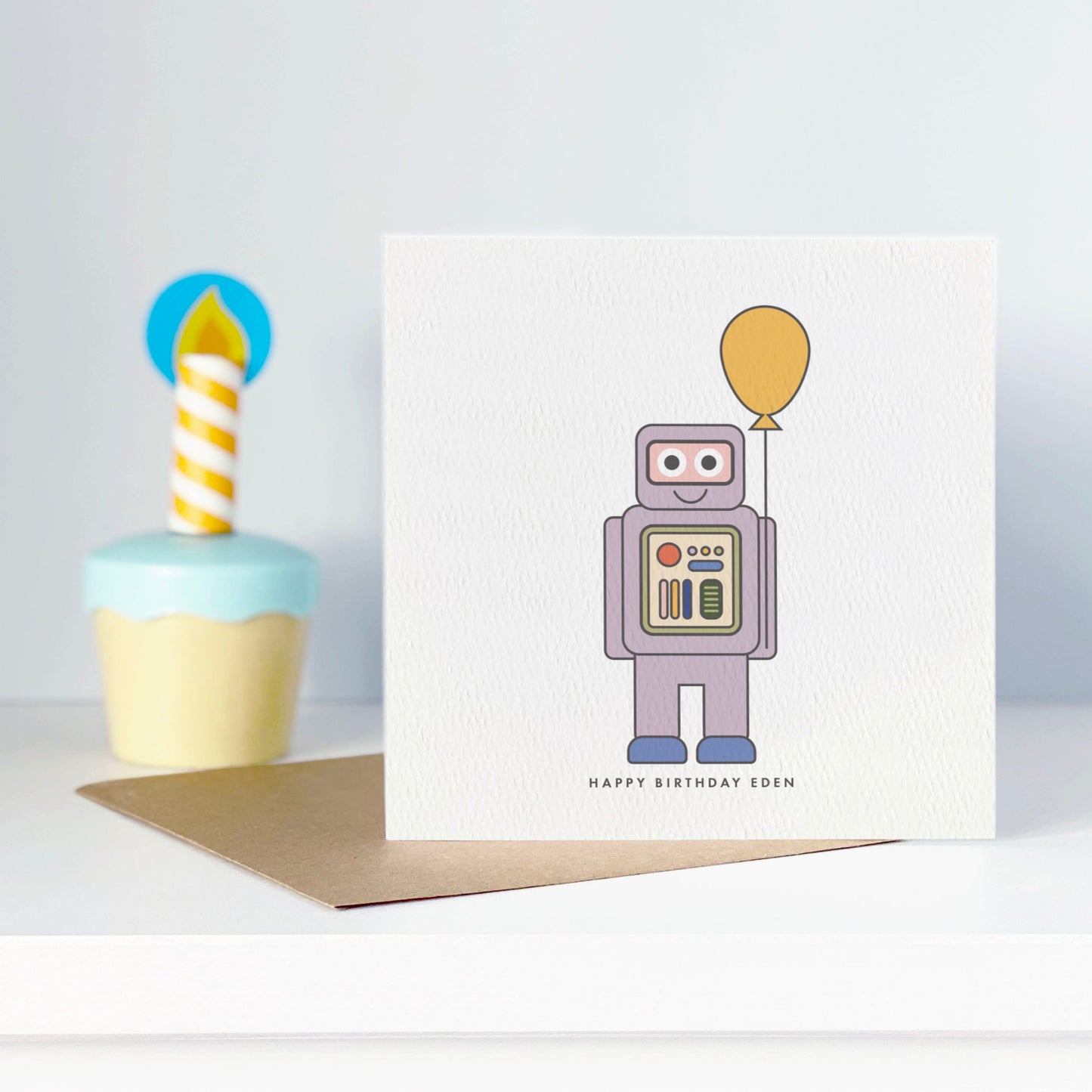 Kid's Robot Birthday Card - Red