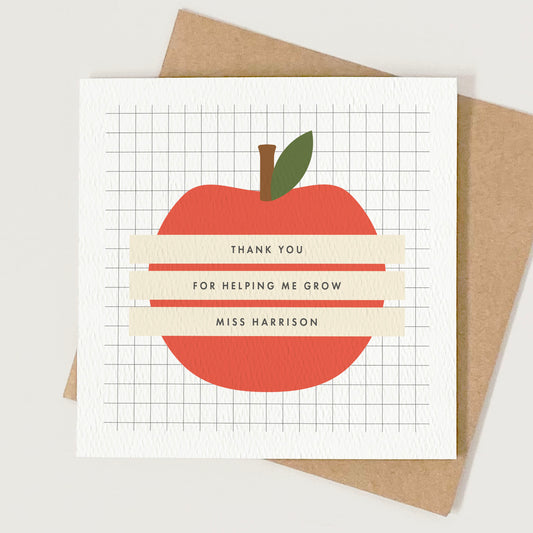Personalised Apple Thank You Teacher Card