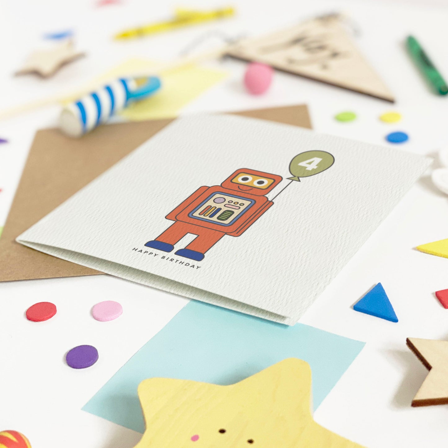 Boy's Robot Birthday Card - Blue