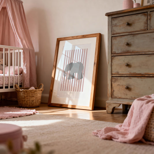 Children's Striped Elephant Print - Pink