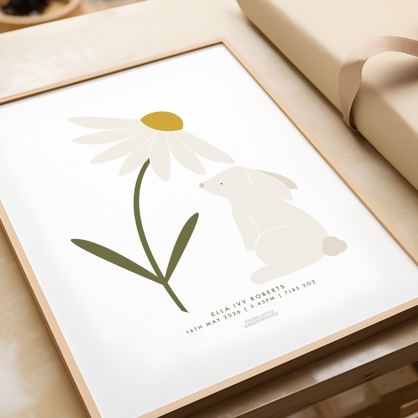 Personalised Bunny with Daisy Print