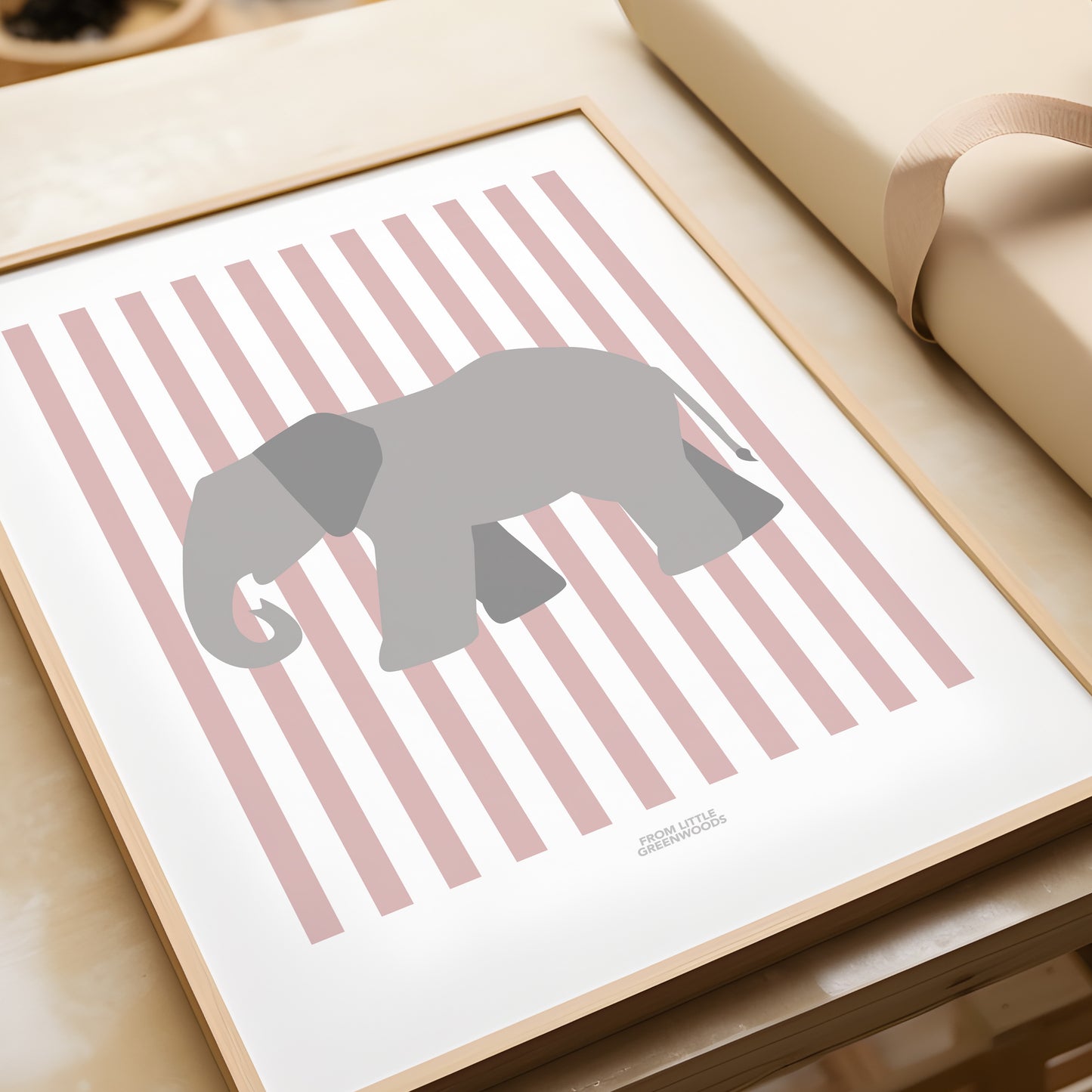 Children's Striped Elephant Print - Pink