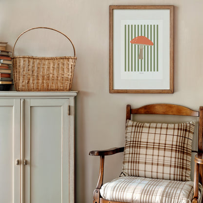 Children's Woodland Toadstool Print - Green Stripes