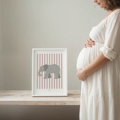 Children's Striped Elephant Print - Pink