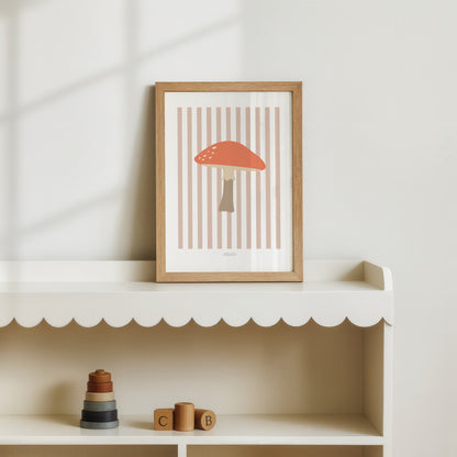 Children's Woodland Toadstool Print - Pink Stripes