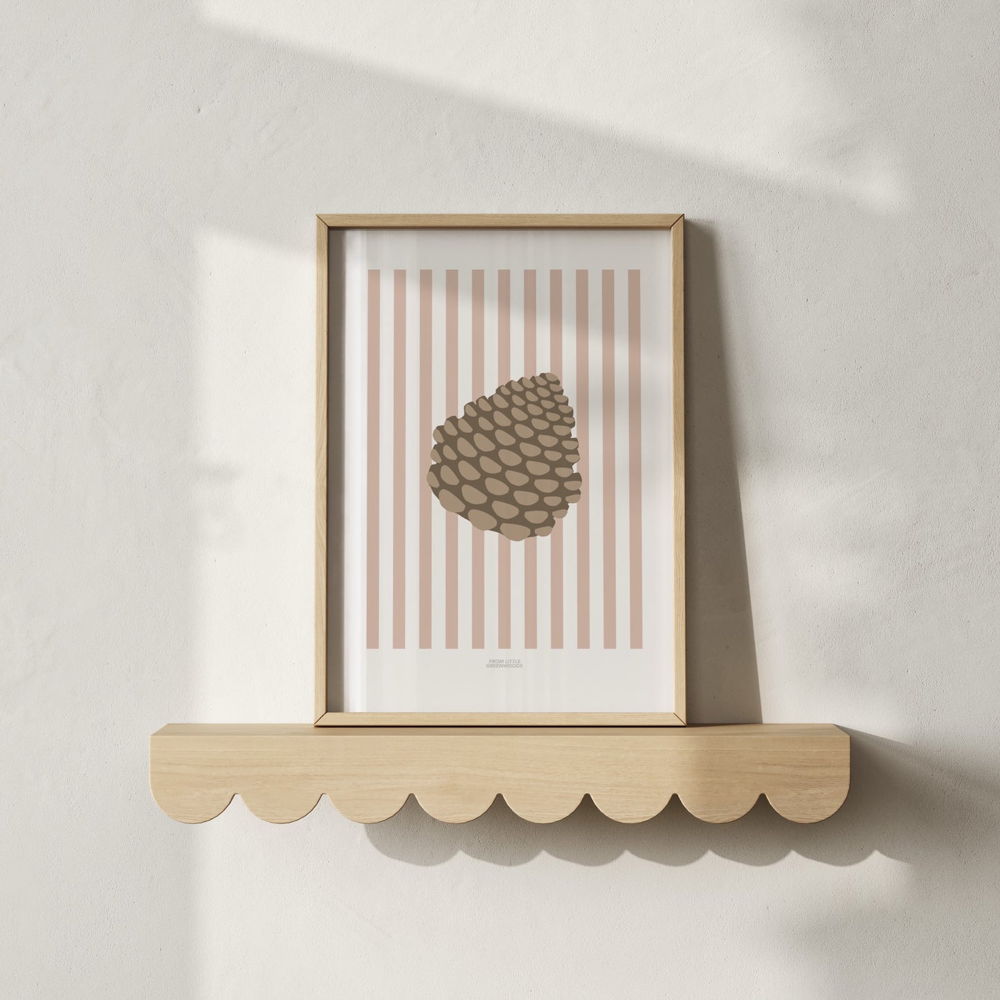 Children's Woodland Pinecone Print - Pink Stripes