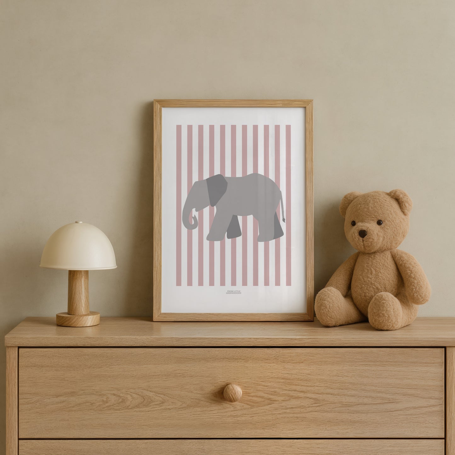 Children's Striped Elephant Print - Pink
