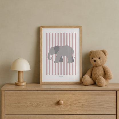 Children's Striped Elephant Print - Pink
