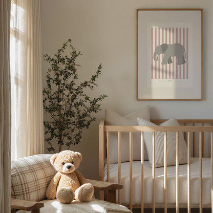 Children's Striped Elephant Print - Pink