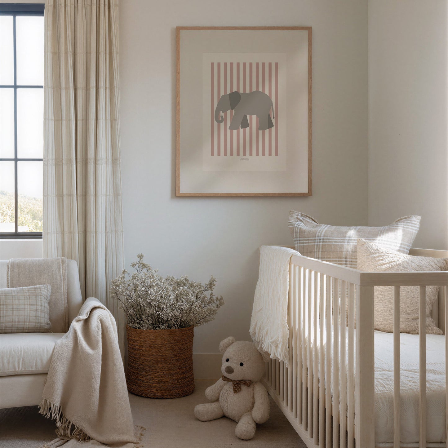 Children's Striped Elephant Print - Pink