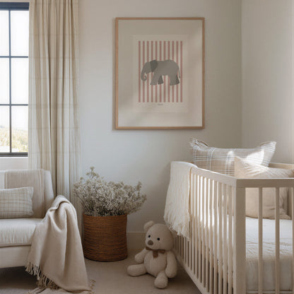 Children's Striped Elephant Print - Pink