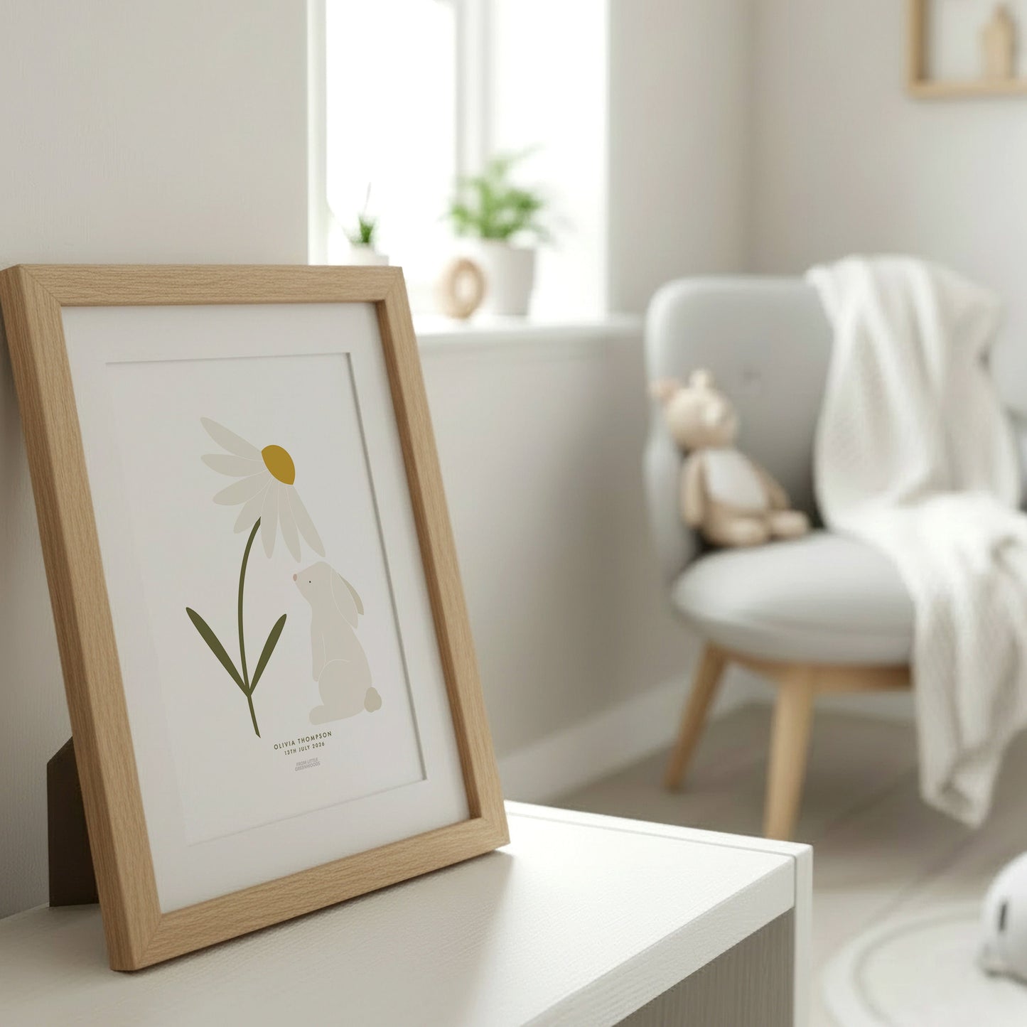 Personalised Bunny with Daisy Print