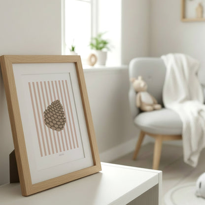 Children's Woodland Pinecone Print - Pink Stripes