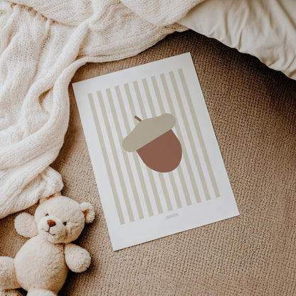 READY TO POST - A4 Striped Acorn Print