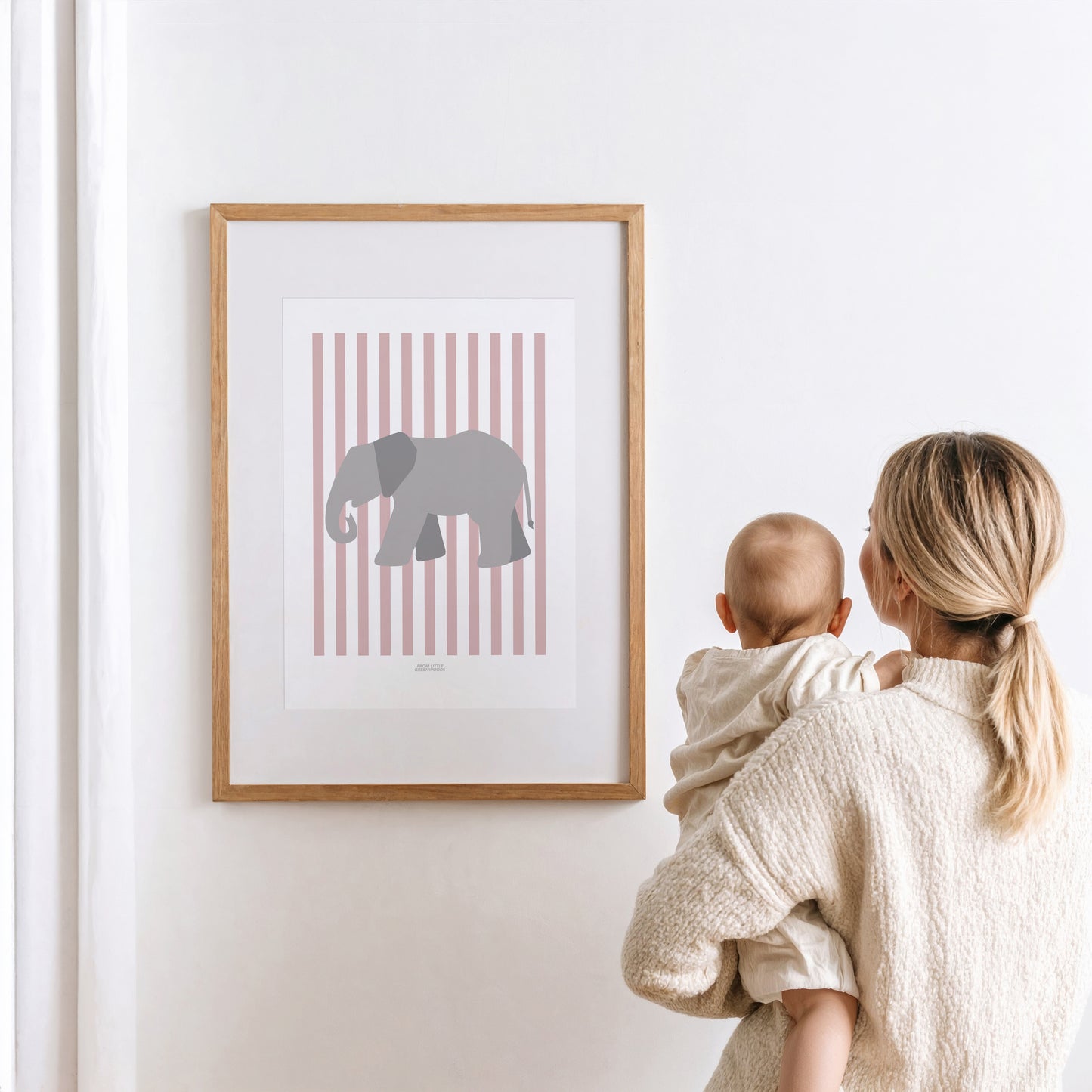 Children's Striped Elephant Print - Pink