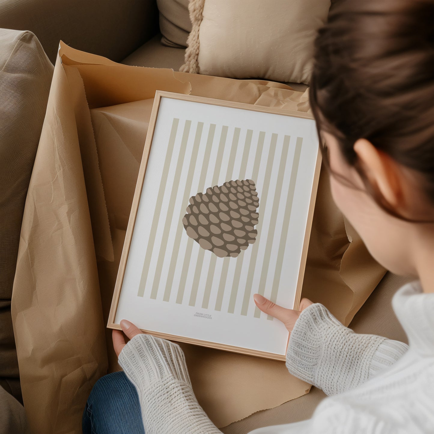 READY TO POST - A4 Striped Pinecone Print