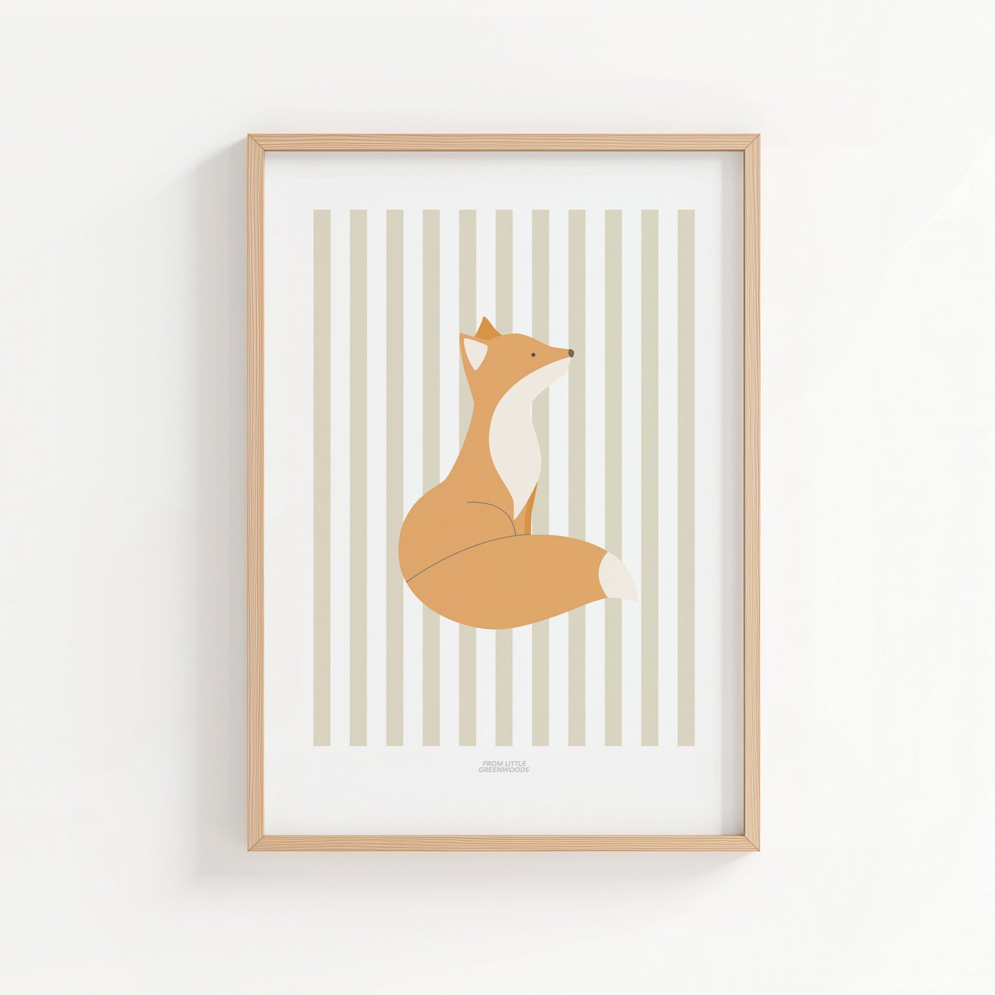 Children's Woodland Fox Print - Oatmeal Stripes