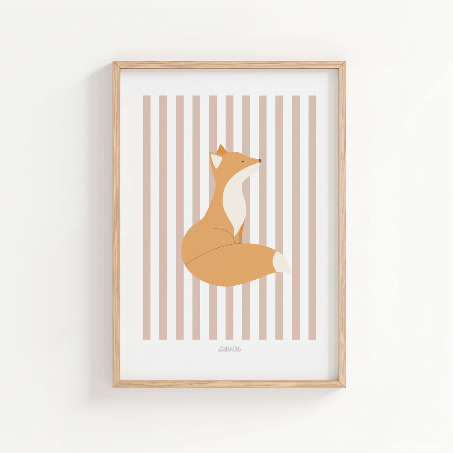 Children's Woodland Fox Print - Pink Stripes