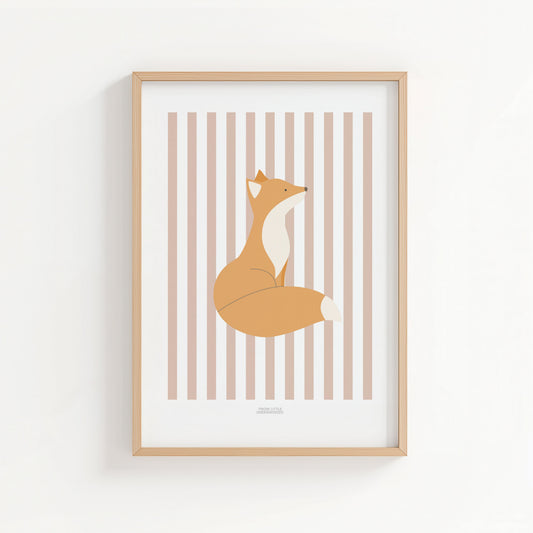 Children's Woodland Fox Print - Pink Stripes