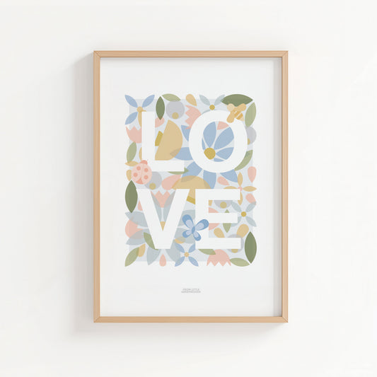 Floral Love Word Print
